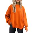 thumbnail image 1 of ORUYROP Women's Crewneck Batwing Long Sleeve Sweater 2023 Fall Oversized Ribbed Knit Side Slit Pullover Top, 1 of 7