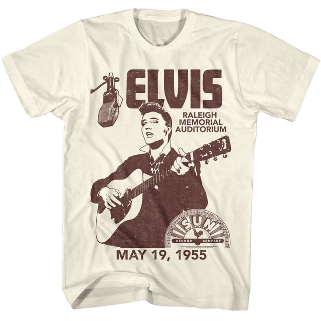 Elvis Presley Sun Records Raleigh Auditorium Natural Adult T-Shirt 2Xl