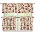 thumbnail image 1 of Coffee Theme Kitchen Curtains Set for Window Curtains Valance Set of 3,Cute Dwarf 24 Inch Length Tier Curtains Cafe Bar Window Curtains, Rod Pocket,Easy to Install,Size S, 1 of 4