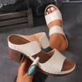 thumbnail image 5 of IUJSOY Womens Heeled Sandals Open Toe Two Strap Chunky Heels Slides Soft Cushion Slip on Mules, 5 of 5