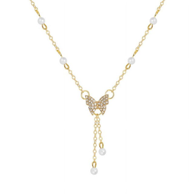 European and American Simple Light Luxury Butterfly Pearl Necklace