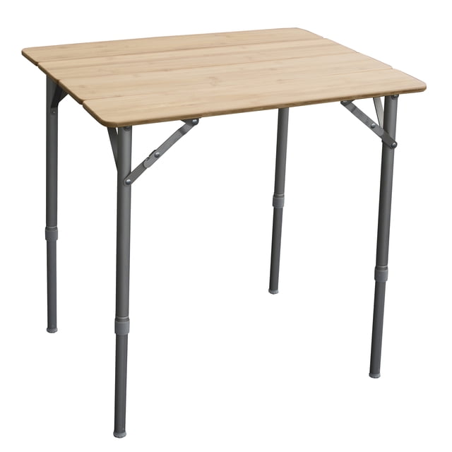 AmeriHome FFBAT25 25.75 x 17 Inch Adjustable Height Folding Bamboo Table With Carry Bag