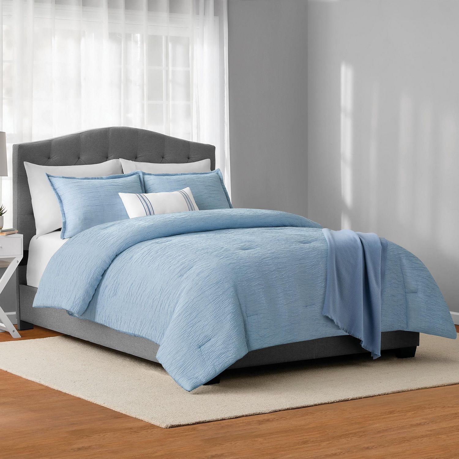Mainstays 5-Piece Blue Stripe Comforter Set, King