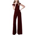 thumbnail image 1 of Yuyuzo Women 1 Piece Jumpsuits off Shoulder Flare Pants Wide Leg High Waisted Evening Party Rompers, 1 of 6