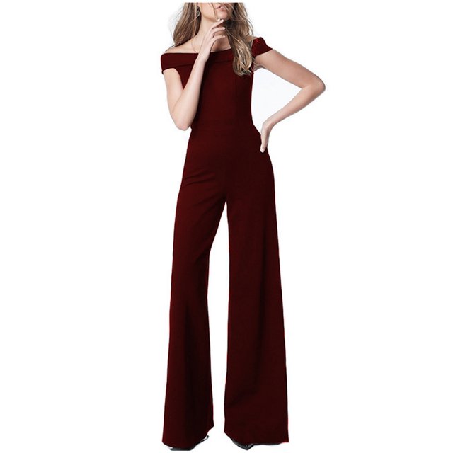 Yuyuzo Women 1 Piece Jumpsuits off Shoulder Flare Pants Wide Leg High Waisted Evening Party Rompers