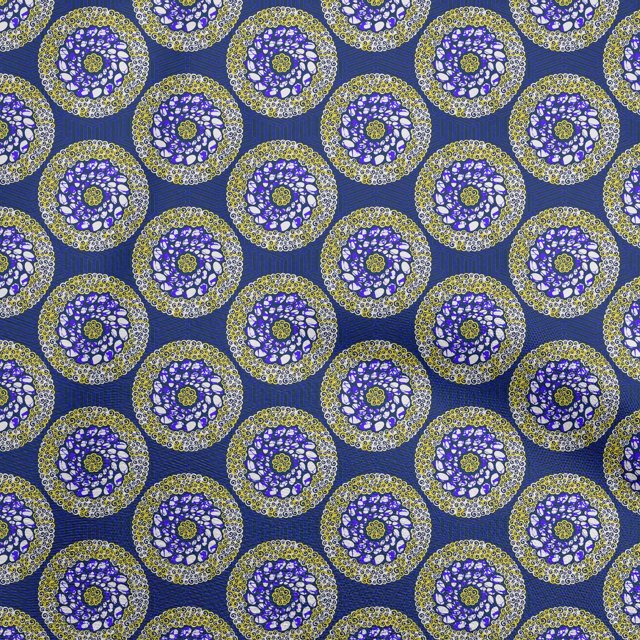 oneOone Georgette Viscose Blue Fabric Asian Mandala Sewing Craft Projects Fabric Prints By Yard 42 Inch Wide