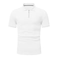 thumbnail image 4 of DPTALR Hommes Décontracté Uni Col Rabattu Chandail Patchwork Fermeture Éclair Manches Courtes Blouse, 4 of 5