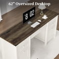 thumbnail image 3 of FIAKOA 62"Executive Desk, Modern Farmhouse Computer Desk with Drawers & Cabinet, White Home Office Writing Workspace Desk for Work Study, 3 of 8