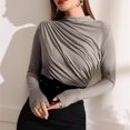 thumbnail image 2 of Penkiiy Women's Long Sleeve Stretch Slim Fitted Ribbed T-Shirt Blouse Cut Out Solid Basic Tops M Gray, 2 of 8