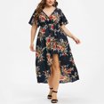 thumbnail image 5 of TIMIFIS Womens Dresses Summer Casual V-Neck Floral Print Ruched Waist A Line Cocktail Party Dress - Summer, 5 of 5