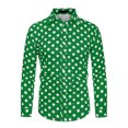 thumbnail image 1 of INSPIRE CHIC Men's Shirt Polka Dots Pattern Point Collar Long Sleeve Button Down Shirt 46 Dark Green, 1 of 6