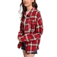 thumbnail image 3 of Women Plaid Flannel Shirt Jacket Button Down Lapel Long Sleeve Shirts Blouse Shacket Cardigan Coats Fall Spring Clothes, 3 of 7