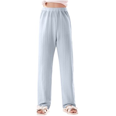 Posijego Girls Wide Leg Lounge Pants Summer Elastic Waist Pajama Pants Kids Pjs Bottom Casual Pants