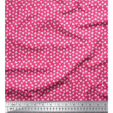 Soimoi Velvet Fabric Clover Leaves Small Print Fabric by The Yard 58 Inch Wide
