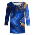 thumbnail image 3 of UPPADA Blouses pour Femmes Grande Taille à Manches 3/4, T-Shirts à Imprimé Floral Teintable, Chemises Décontractées Tendance à Col Rond, Chandails Confortables à Enfiler, Hauts Blouses Mignons d'Été, Hauts pour Femmes à Manches 3/4, Économie, 3 of 5