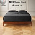 thumbnail image 2 of 6-PC Twin Organic 1000-TC Cotton Sheet Set - 18" Deep Pockets with 4 Pillowcases - Dark Grey, 2 of 7