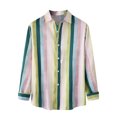 thumbnail image 1 of Chemise à Manches Longues pour Homme Mode Homme Automne Hiver Poche Latérale Simple Col Montant Chemise à Manches Longues Rayée Haut, 1 of 9