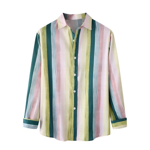 Chemise à Manches Longues pour Homme Mode Homme Automne Hiver Poche Latérale Simple Col Montant Chemise à Manches Longues Rayée Haut