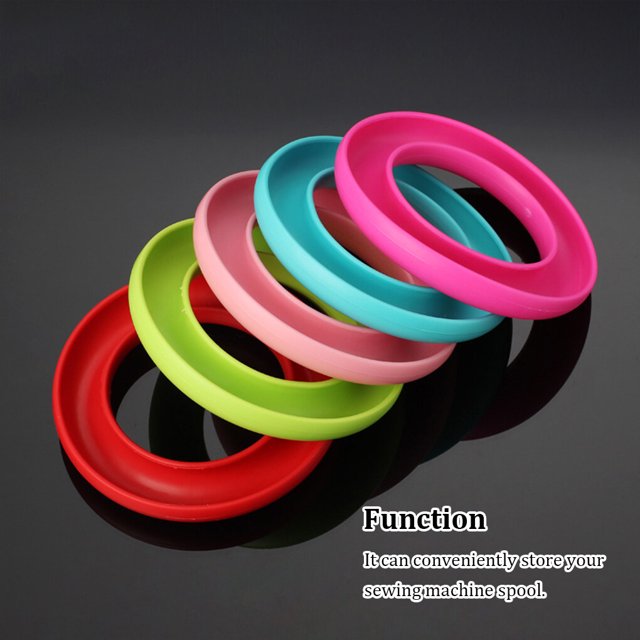serony 2pcs Bobbin Holder Embroidery Spools Organizer Lightweight Ring Sewing Household Storage Box Rubber Ring Portable Sewing Tools Red