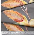thumbnail image 3 of Soimoi Gray Poly Georgette Fabric Leaves & Peach Floral Print Sewing Fabric BTY 42 Inch Wide, 3 of 3