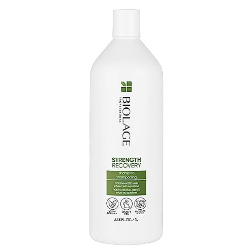BIOLAGE Shampoo, Strength Recover Shampoo for Damaged Hair, Gently Cleanses and Reduces Breakage, For All Damaged & Sensitized Hair Types, Replaces Keratin Dose & Fiber Strong, Veg