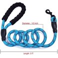 thumbnail image 2 of Strong Nylon Dog Leash Rope with Comfortable Padded Handle Training Lead for Medium and Large Breeds Dogs - Heavy Duty 5ft Long (Blue), 2 of 5