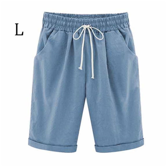 maytalsory Short Pants Elastic Waistband Loose Shorts Woman Summer Outfits, Blue, L