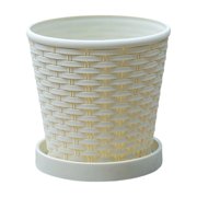 Fareti Natural Plant Pot Indoor, Thickened Bamboo Woven Resin Plastic Flower Pot, Bamboo Planter Pot for Plant, Succulent Pot, Natural Look
