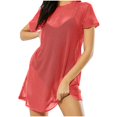 thumbnail image 1 of Timegard Womens Tops Mesh Crew Neck Short Sleeve Lightweight Tee Shirts Fall Casual Loose Long Tops, 1 of 8