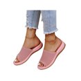 thumbnail image 4 of Woobling Women's Slippers Backless Flats Open Toe Shoes Soft Slides Summer Slipper Pink 6, 4 of 9