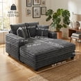thumbnail image 3 of HOMCOM Chaise Longue de 60 Pouces pour l'Intérieur, Grand Canapé-Lit Rembourré, Gris, 3 of 10