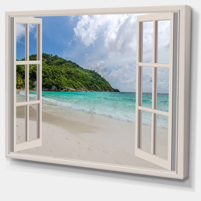Designart - Fenêtre Ouverte pour Calmer le Bord de Mer - Art sur Toile Extra Large