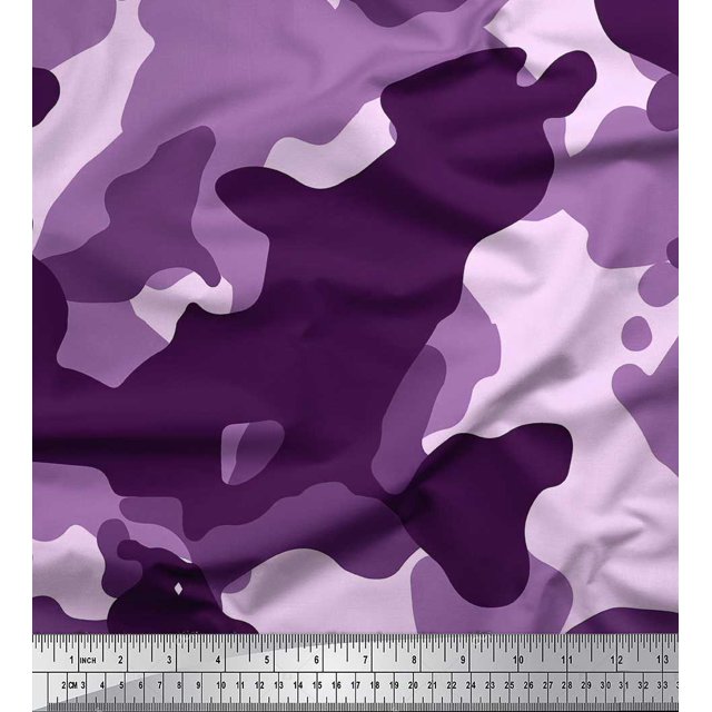 Soimoi Poly Georgette Fabric Two Tone With White Camouflage Decor Fabric Printed Yard 42 Inch Wide