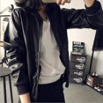 thumbnail image 4 of Spring Autumn Female Design PU Leather Jacket Faux Soft Jacket Slim Black Rivet Zipper Motorcycle Black Jackets, 4 of 6