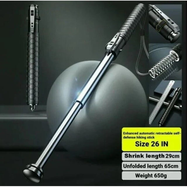 Styleshaus Bâton de Randonnée Automatique Rétractable Amélioré pour Randonnée et Randonnée par Reiche, Doté d'Une construction en Alliage durable pour la Force, la Robustesse et la Résistance à la corrosion. le Bâton a une Conception Compacte, avec une Longueur Rétractable de 29 cm et une Longueur Dépliée de 65 cm, Pesant 650 g. Il Comprend une Poignée Texturée à Prise, un Mécanisme de Loquet de Sécurité et un Système d'Extension à Ressort. Convient à la Randonnée, au Randonnée et à l'Auto-défense, Il Est Offert en Trois Tailles : 16, 21 et 28 Pouces