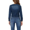 thumbnail image 3 of INSPIRE CHIC Veste en Denim Courte Sans Col à Manches Longues Boutonnée pour Femme Bleu Foncé S, 3 of 5
