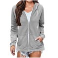 thumbnail image 1 of Yuyuzo Womens Hoodies Long Sleeve Full Zip up Basic Sweatshirts Drawstring Jacket Coat with Pockets, 1 of 7