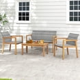 thumbnail image 1 of Costway 4 PCS Outdoor Furniture Set, Acacia Wood Frame Sofa Set with Rattan Seat, 1 of 10