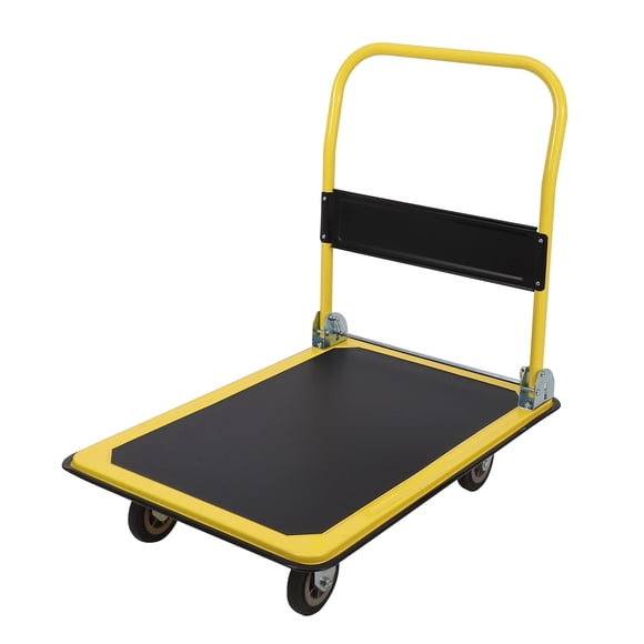 Yiwa Heavy Duty Hand Truck Cart, Steel Foldable Push Cart Dolly with Rubber Wheels, 330 Lbs Capacity for Loading and Storage in Home, Garage, Warehouse