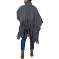 thumbnail image 2 of Haut à Franges à Col Montant à Manches Longues pour Femmes, Grande Taille, Poncho à Franges, 2 of 7