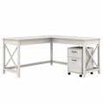 thumbnail image 1 of Bush Furniture Key West 60W L Shaped Desk with 2 Drawer Mobile File Cabinet in Linen White Oak, 1 of 6