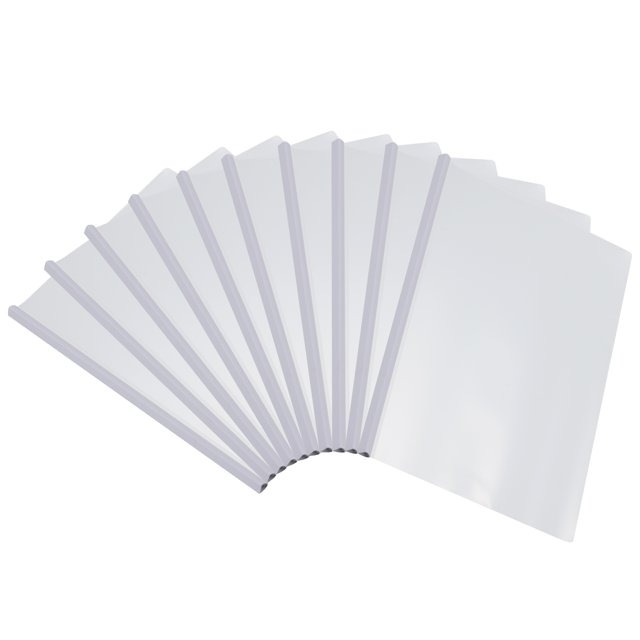 Unique Bargains Clear Report Covers with Sliding Bar, 10mm 75 Sheets Capacity, White, 20Pack