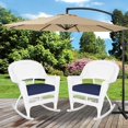 thumbnail image 2 of Jeco Rocker Wicker Chair in White with Blue Cushion (Set of 2), 2 of 9