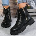 thumbnail image 2 of B91xZ Womens Wedge Boots Waterproof Plush Chelsea Bootie Chelsea Boot,Black 8, 2 of 5