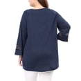 thumbnail image 3 of GRACE & GRANDEUR Hauts Décontractés Unis à Manches Raglan pour Femmes Grande Taille Bleu 4X, 3 of 8