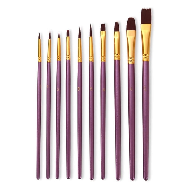 Acrylic Paint Set Acrylic Paint Brush Set 10 Pcs Nylon Hair Brushes For All Purpose Oil Watercolor Paint Set