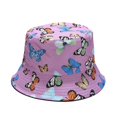 thumbnail image 2 of Butterfly Print Fisherman Hat Summer Cotton Double-sided Outdoor Bucket Sun Cap, 2 of 7