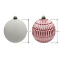 thumbnail image 3 of Holiday Time 4-Count Pink and White Shatterproof Textured Christmas Ornaments, 150MM, 3 of 4