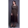 thumbnail image 3 of Bimba Robe Bloc Femme à Manches Longues Smockée Col Rond à Volants Été Maxi-Moyen, 3 of 5