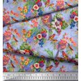 thumbnail image 2 of Soimoi Poly Georgette Fabric Birds,Leaves & Lily Floral Print Sewing Fabric Yard 42 Inch Wide, 2 of 3
